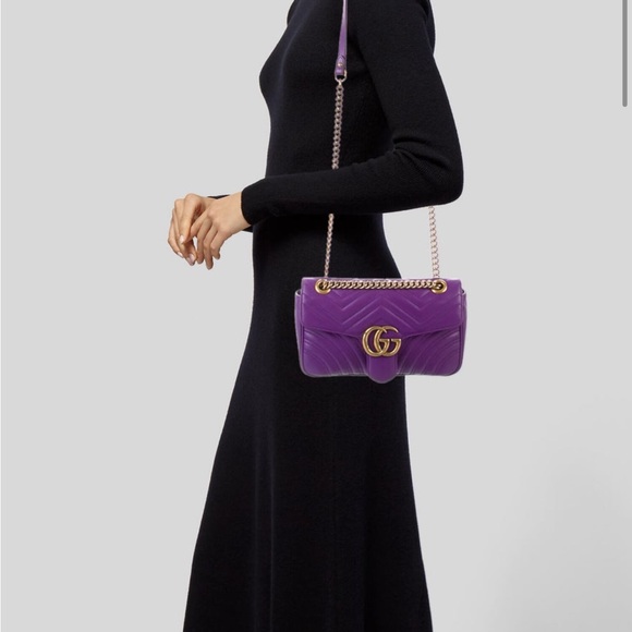 Gucci Marmont Matelassé Purple Shoulder Bag - Picture 5 of 11